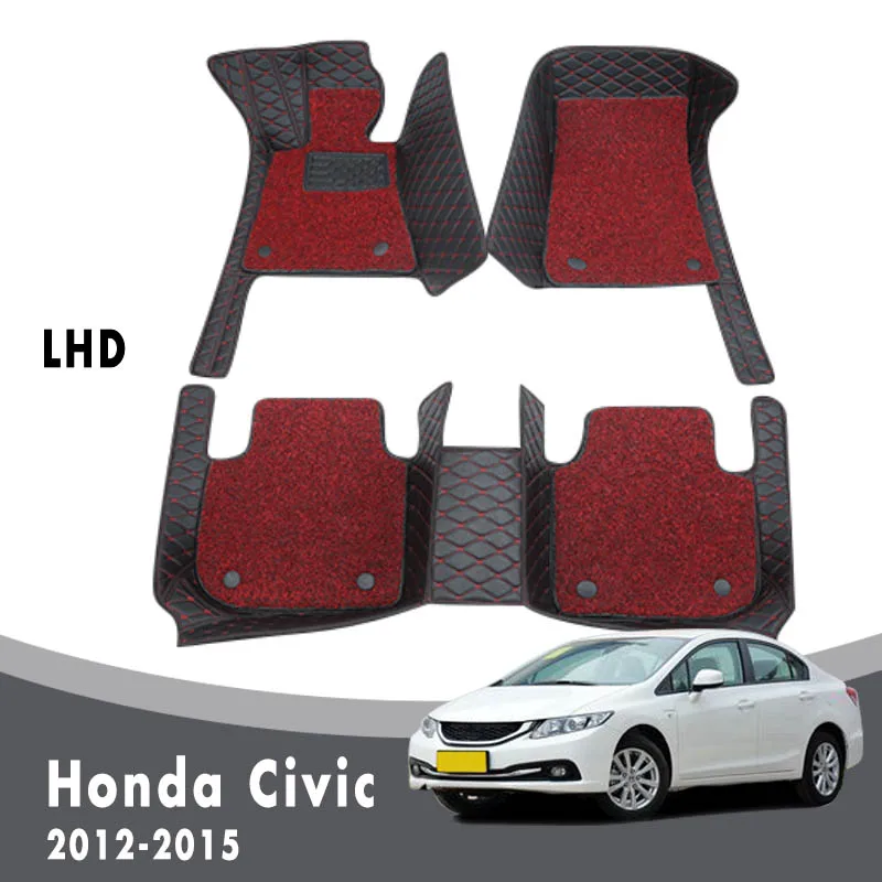 Роскошные двухслойные автомобильные коврики для Honda Civic 2015 2014 2013 2012 аксессуары