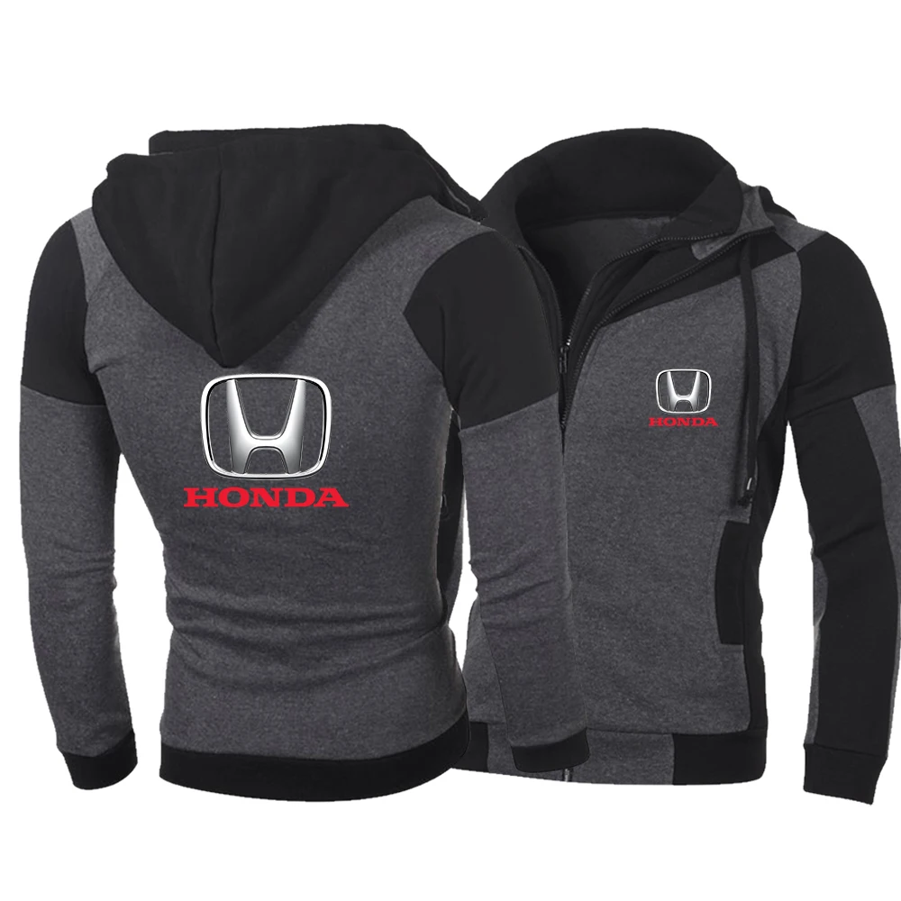 

2021 Spring and Autumn Men's Car Logo HONDA Hoodie Front and Rear Standard Double Zipper Sweater Harajuku Sports Cardigan Jacket