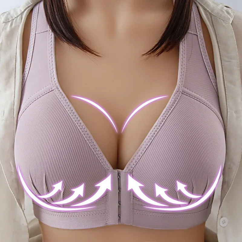 

Sexy Push Up Bra Front Closure Solid Color Brassiere Wireless Bralette Breast Seamless Bras For Women Underwear Plus Size