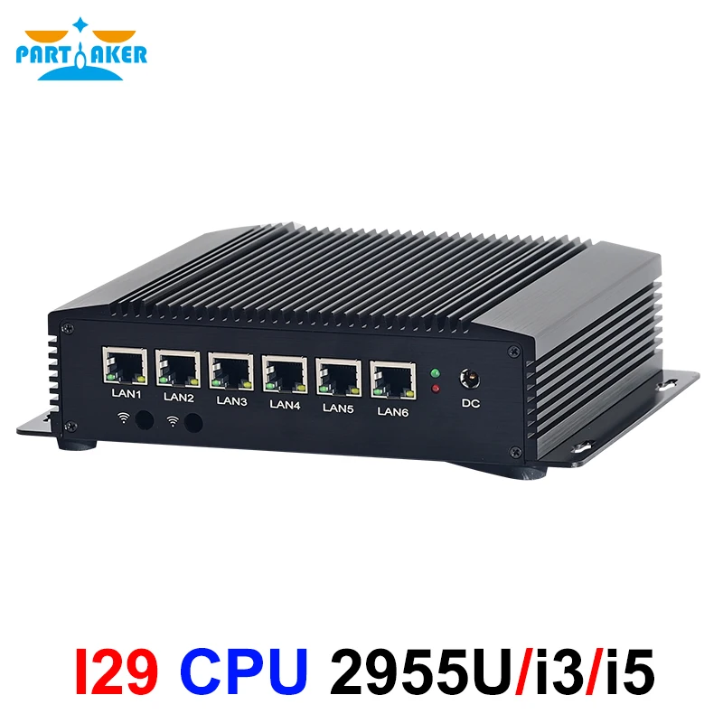 Промышленный мини ПК 2955U i3 4005U i5 4200U 6157U 6 lans брандмауэр pfSense маршрутизатор 4 * USB3.0 2