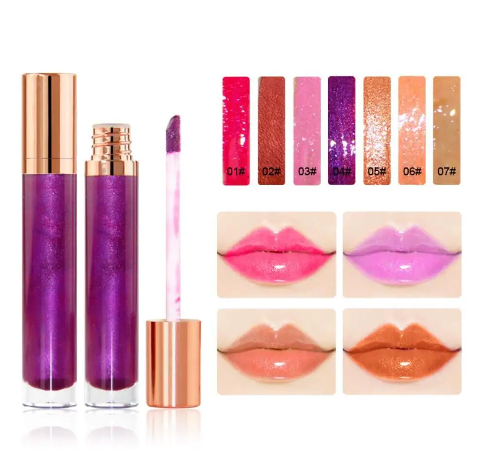 Private label Cosmetics 7colors Glitter Shiny Lipgloss Your Own Logo Lip Gloss Wholesale Customized liquid lipstick