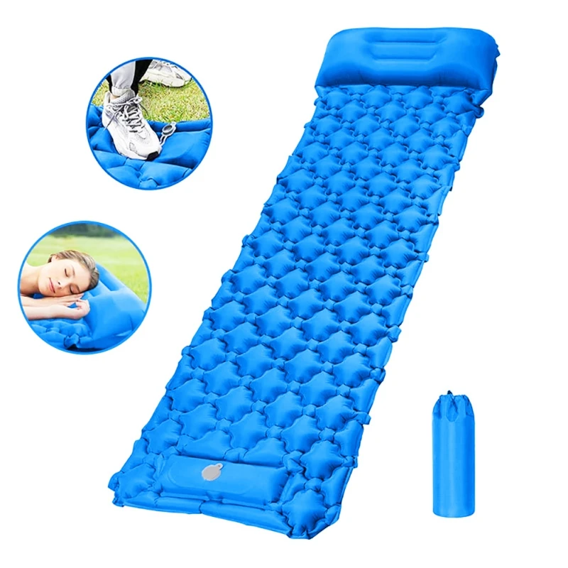

Sleeping Pad for Camping with Air Pillow and Built In Pump Ultralight Inflatable Camping Mat for Backpacking Traveling iking XQ