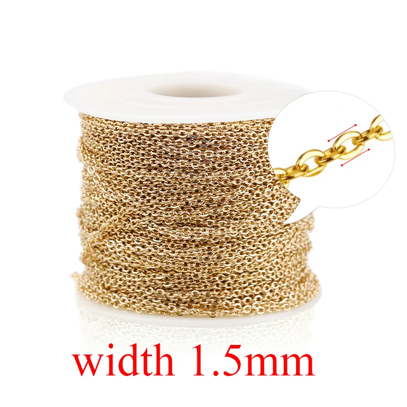 Gold 1.5mm Aiovlo 2 м/лот цепочка из нержавеющей стали оптом для серебряного розового золота 1 мм 1,5 мм 2 мм 2,5 мм Материалы для самостоятельного изготовления украшений - Цвет: Gold 1.5mm