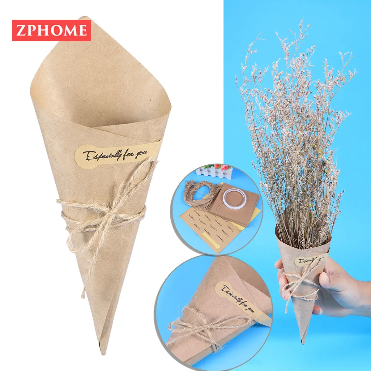 Бумажная Подарочная коробка 50 шт. Крафт-Бумага конусы мороженое цветок DIY