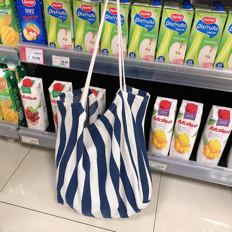 Youda большая вместительность простая полосатая Холщовая Сумка Классический