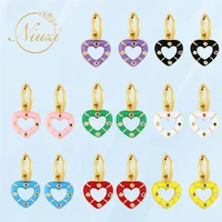 2021 new colorful heart dangle earrings for women cute fashion female drop earring vintage trend love heart pendant girl jewelry