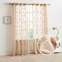 embroidered tulle curtains pure color decor window gauze polyester custom semi shading curtain for bedroom and living room