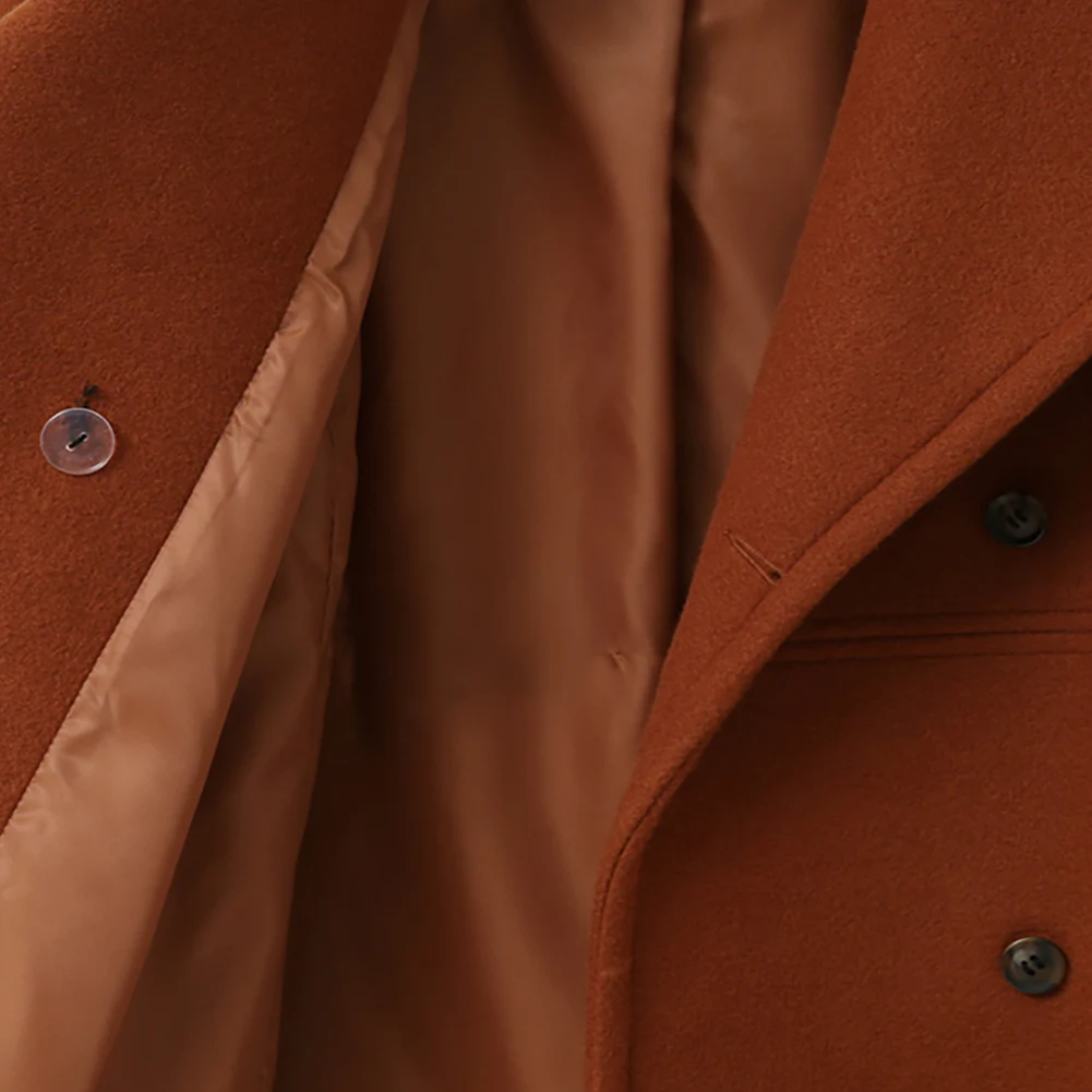

Women Warm Winter Fashion Long Woolen Coat Overcoat Baggy Outwear Lapel Elegant Jacket Solid Ladies Double Breasted
