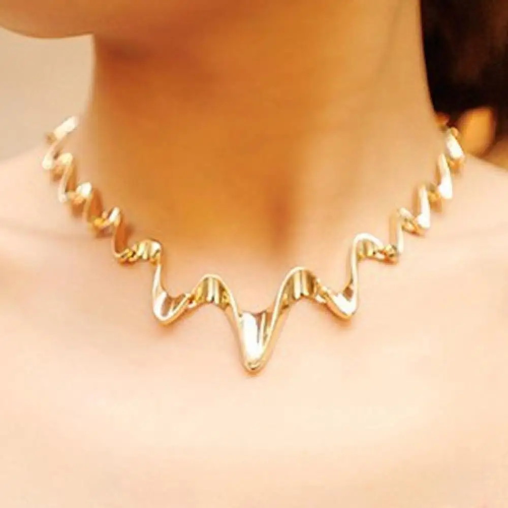 

70% Hot Sell Women's Fashion Korean Wave Chain Style Choker Statement Bib Necklace Jewelry