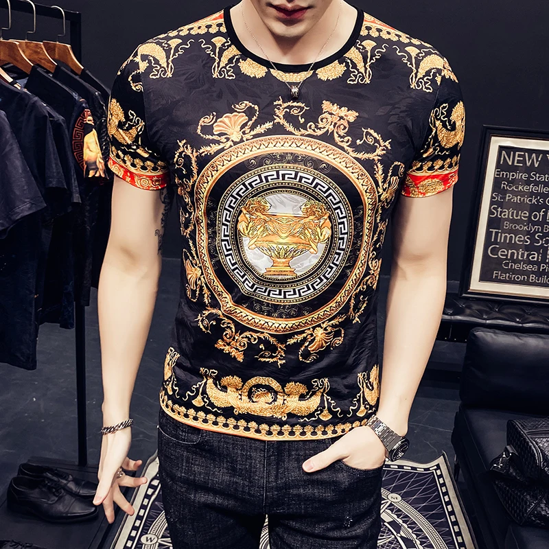 

men t shirt wear han edition cultivate morality man printing web celebrity ice silk short man with short sleeves B333 T1022 P40