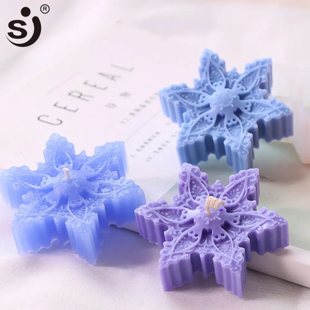 Рождественская Силиконовая Снежинка прессформа свечная форма ручной работы
