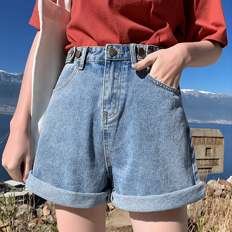 Шорты женские джинсовые легкие классические винтажные с завышенной талией