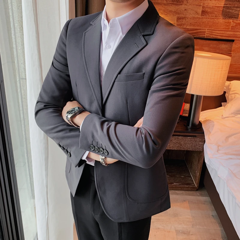 

Мужской однотонный Блейзер на двух пуговицах, размеры до 4XL