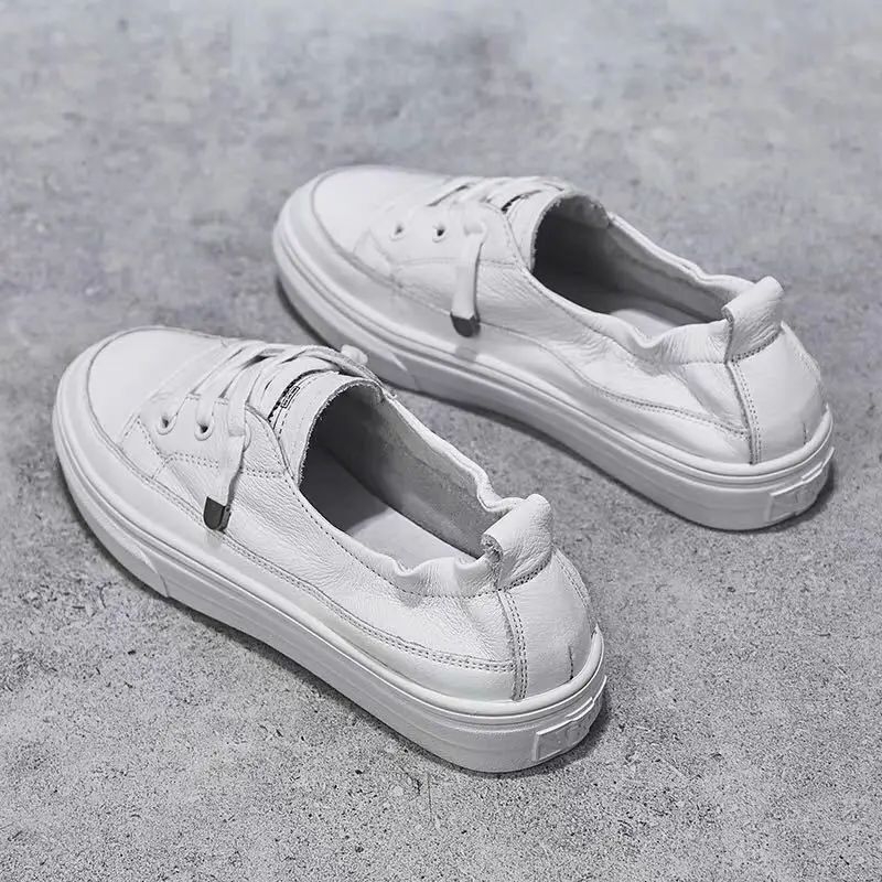 

Natascha Women Flats Casual White Sneakers Female Footwear Fashion Shoes Cow Leather Soft Comfortable Spring/autumn Round Toe PU
