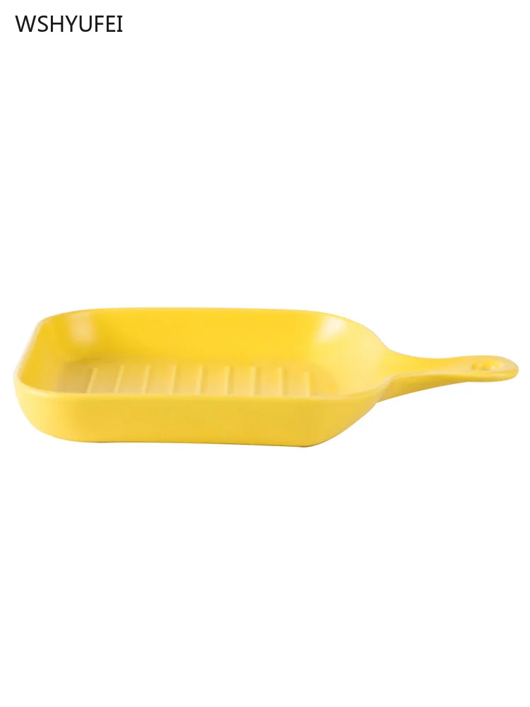 Простой поднос для выпечки в японском стиле домашняя керамическая тарелка