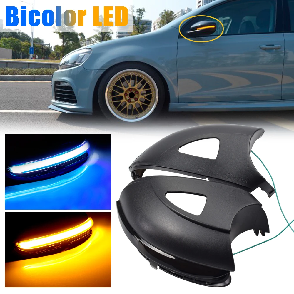 

LED Dynamic Blue Turn Signal Blinker Side Rear-View Mirror Indicator Light For Volkswagen VW GOLF 6 VI MK6 GTI R line R20 Touran