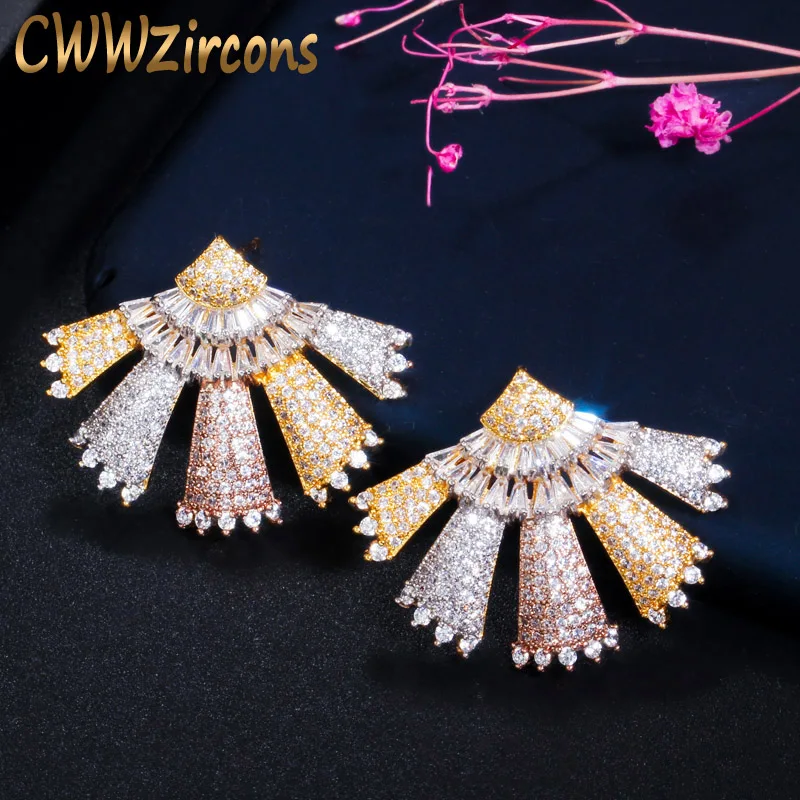

CWWZircons Trendy Elegant Rose Gold Color Tone Designer Drop Women Party Earrings Luxury Micro Pave Cubic Zirconia Jewelry CZ714