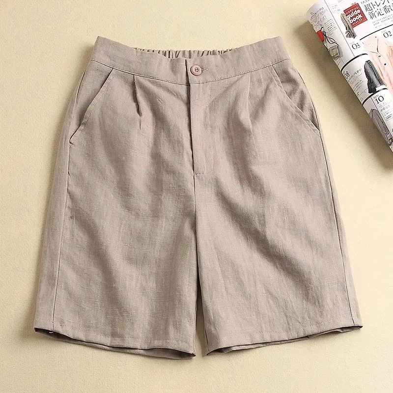 

Cotton Linen Casual Shorts Women's Plus Size 2021 Summer New Style Korean High-waist Shorts Women Thin Wide-leg Short Pants