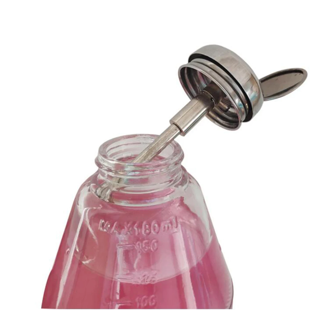 180ml Glass Push Down Empty Press Bottle Alcohol Acetone Pump Dispenser Vials for Nail Polish and Makeup Remover Silver Top Cap | Красота и