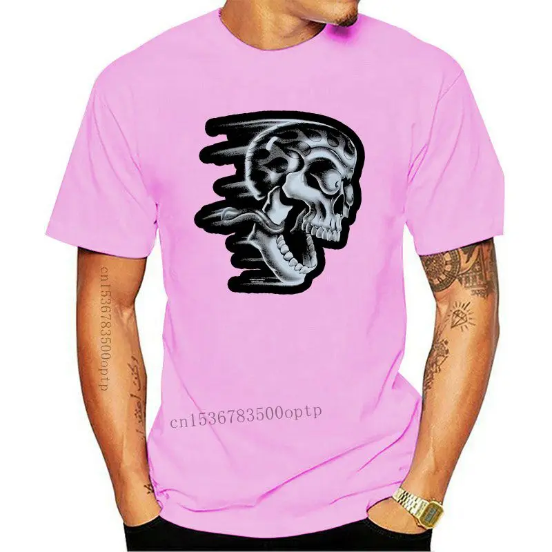 

New Men'S Flaming Skull Short-Sleeve T-Shirt, Black Apparel Casual Tee Shirt