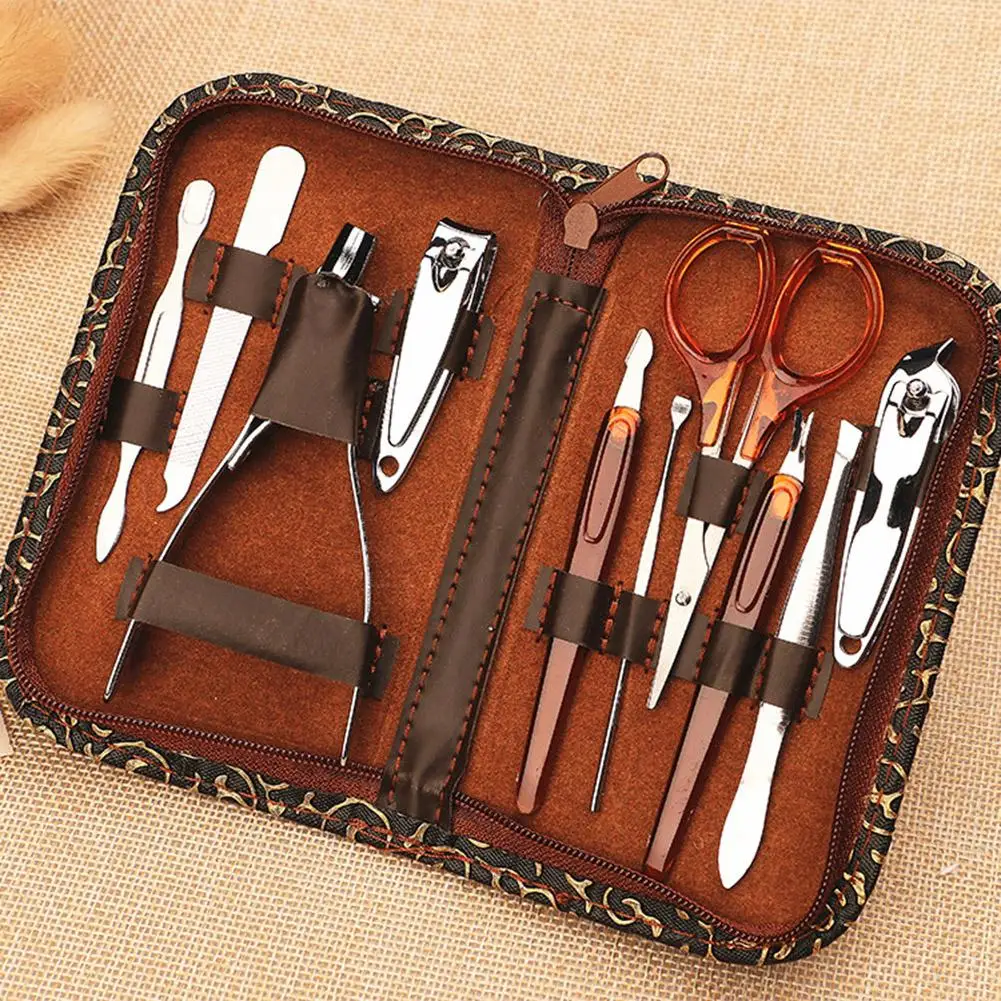

10Pcs/set Multifunction Nail Clippers Set Stainless Steel Nail Clipper File Scissor Ear Pick Manicure Pedicure Tools Nail Tools