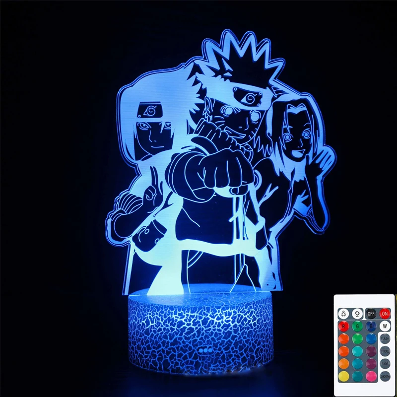 

Anime Naruto Figure 3D Illusion Night Light Desk Lamp Uzumaki Hatake Kakashi Uchiha Sasuke Haruno Sakura Kid Gift Home Decor
