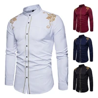 hot sale 2020 new fashion mens clothing european and american palace embroidered long sleeve shirt camisas para hombre