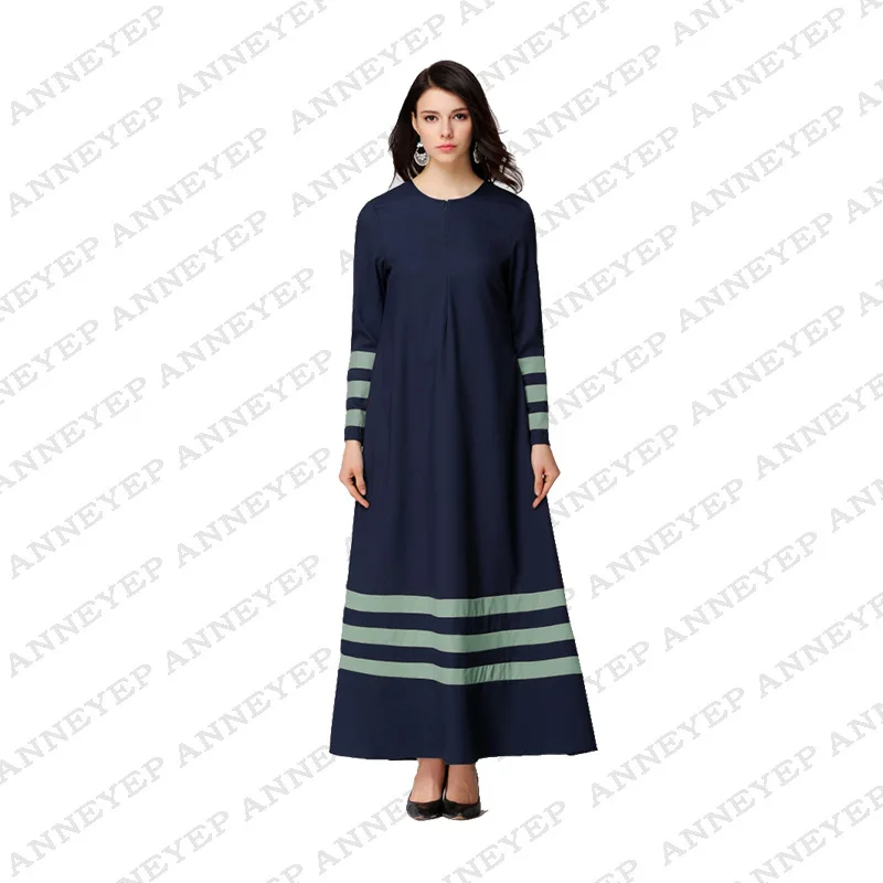 

Middle East Arab Dubai New Women's Muslim Dress Long Skirt Malaysia Hot Sale Color Matching Big Swing Skirt Robe