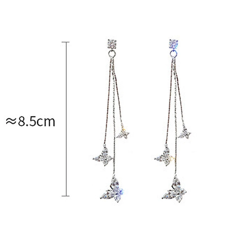 

Butterfly Stars Shiny Zircon Drop Earring for Women Long Tassel Chain Dangle Earrings Statement Earrings Trendy Jewelry