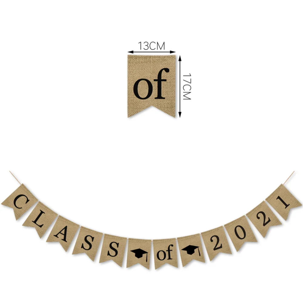 

1 Pc Party Hanging Banner Linen Bunting Flag Graduation Banner Decoration