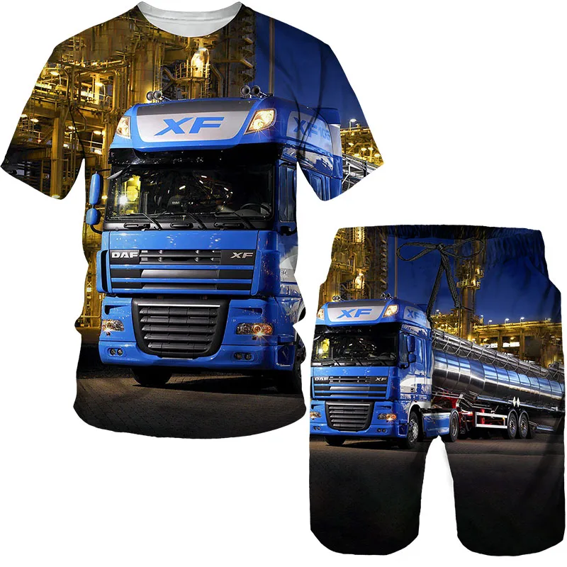 

Big Truck Summer 3D Printed Men's T-shirt Shorts Set Men's Sportswear Tracksuit O Neck Short Sleeve Men's Clothing Suit