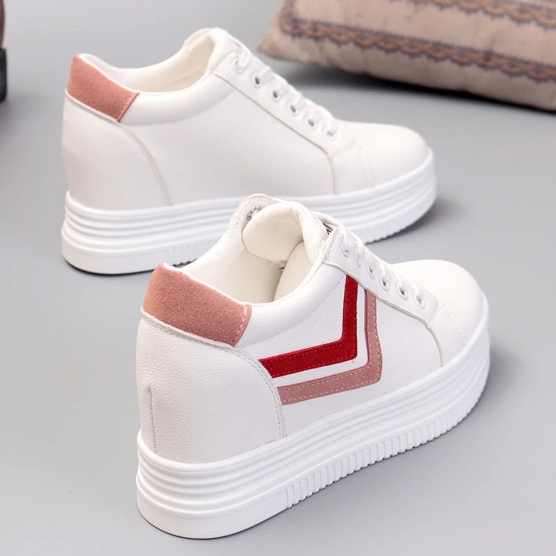 Кроссовки женские на платформе 8 см Водонепроницаемые кожаные повседневная