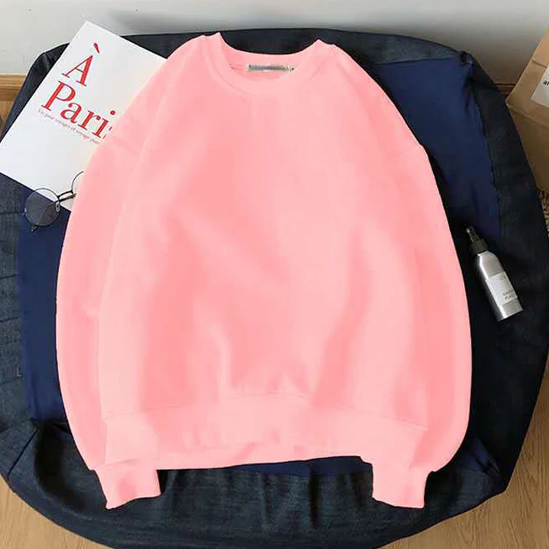Harajuku Women Korean Sweatshirt Female Autumn Winter Long Sleeve Loose Fleece Pullover Black Warm Crewneck Hoodies Feme