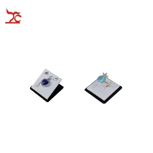 Мини белый PU квадратное Кольцо Лист держатель черная бархатная основа кулон серьги гвоздики ювелирный магазин Органайзер Подставка для хранения дисплея