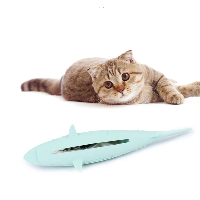 

Silicone Mint Fish Cat Toy Pet Catnip Soft Clean Teeth Toothbrush Chew Cats Toys Molar Stick Teeth Cleaning Kitten Pet Products