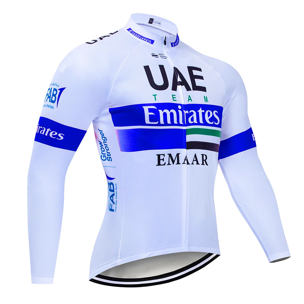 Long sleeve Велосипедная майка 2019UAE Pro Team, одежда для велоспорта, мужская летняя майка с коротким рукавом, одежда для велоспорта, Триатлон, нагрудник, шорты, костюм - Color: Long sleeve
