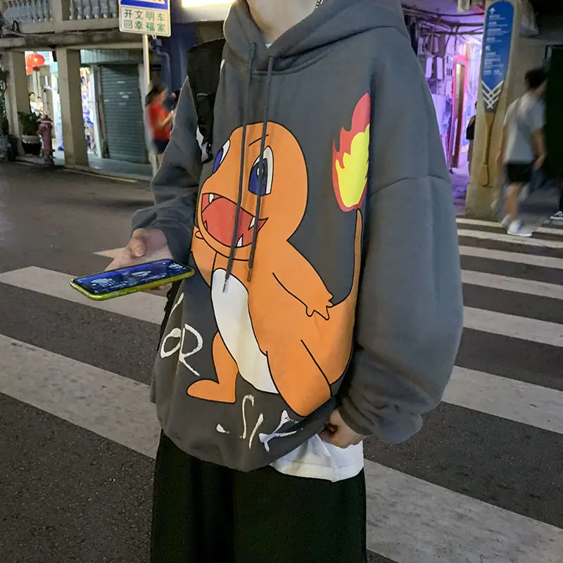 

Winter Clothes Men's Plush Cartoon Casual Hooded Korean Fashion Students Trend Hong Kong Style Loose Clothes Tops Coat 2020