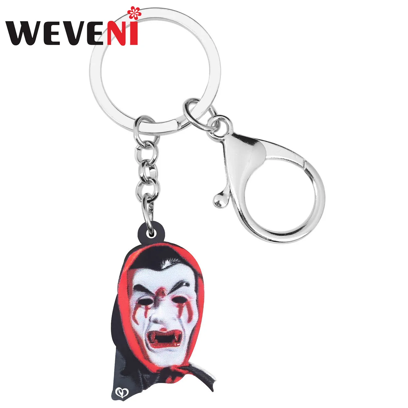 

WEVENI Acrylic Halloween Evil Grimace Keychains Keyring Long Frightening Wristlet Key Chain Jewelry For Women Kid Gift Accessory
