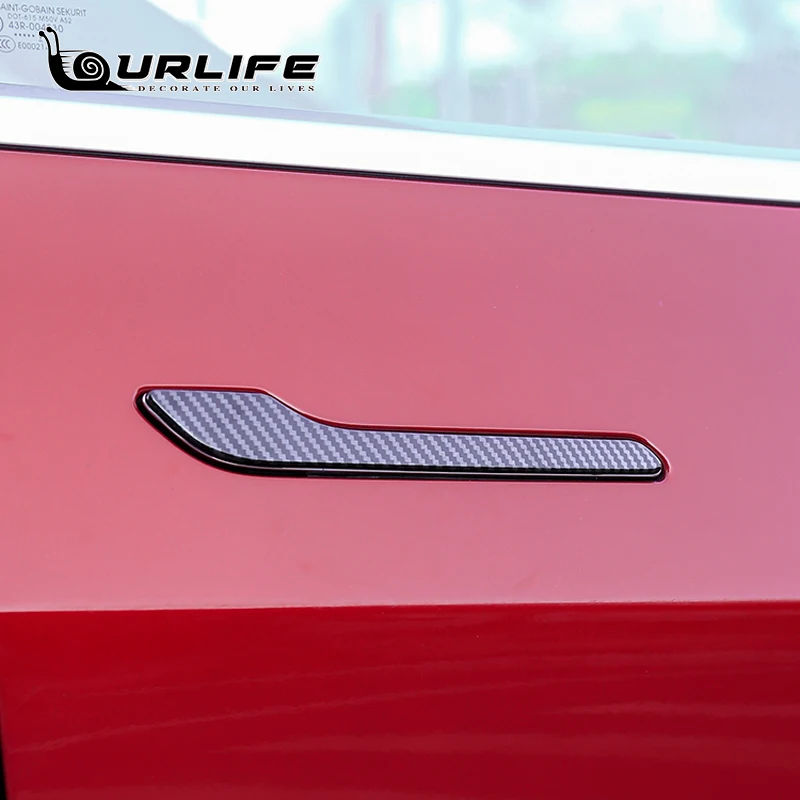 4 шт. дверные ручки Обёрточная Бумага Обложка для Tesla модель 3 три углеродного