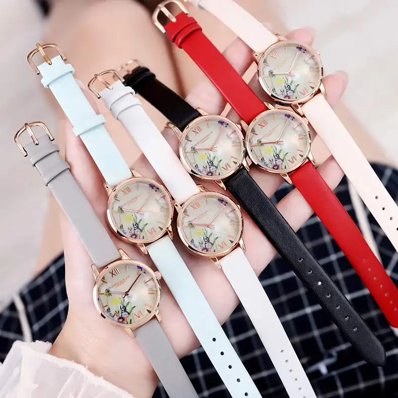 

High Quality Waterproof Women Watches Quartz Fashion Luxury Brand Flower Fresh Chic Watch Women Small Designer Ladies Watch
