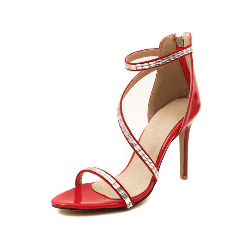 Большие размеры 9 10 Босоножки на высоком каблуке Женская обувь Женские летние