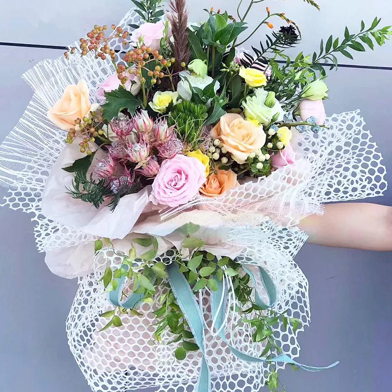 5 ярдов утолщенная ажурная цветочная упаковка сетчатая пряжа изящный корейский