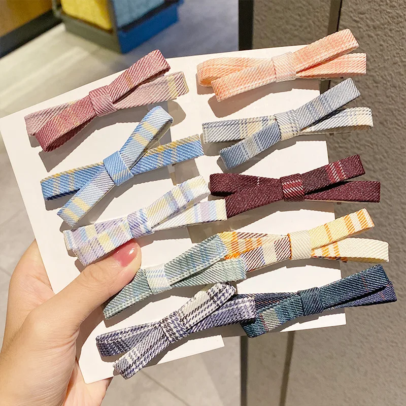 

5 Pieces of Bow-knot Check Hairpin Clip Color Fabric Hairpin Female Hairpin Multicolor Female Hairpin Girl Hair Accessories
