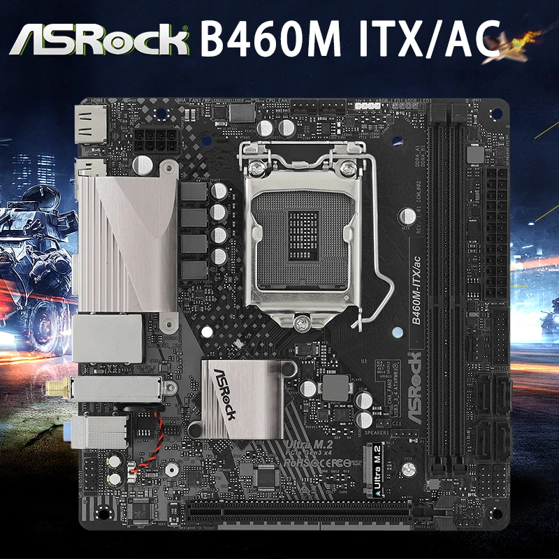 Online LGA 1200ASRock B460M-ITX/ac Motherboard 10th-Gen 64GB DDR4 2933MHz M.2 Overlocking Bluetooth 4,0 B460 Placa-mãeMini-ITX Neue