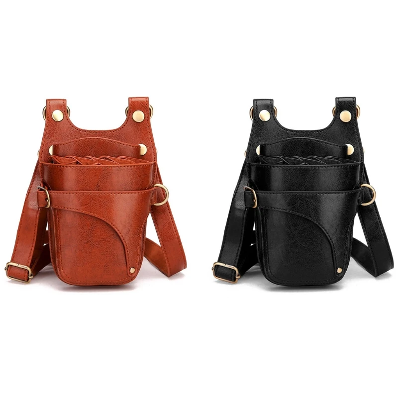 

Portable PU Leather Scissors Bag with Strap Hair Stylist Pocket Hairdressing Tool Pouch for Hairdressers