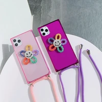 lanyard flower phone case for iphone 11 pro x xs max xr 7 8 plus se 2020 cute transparent back cover anti fall new