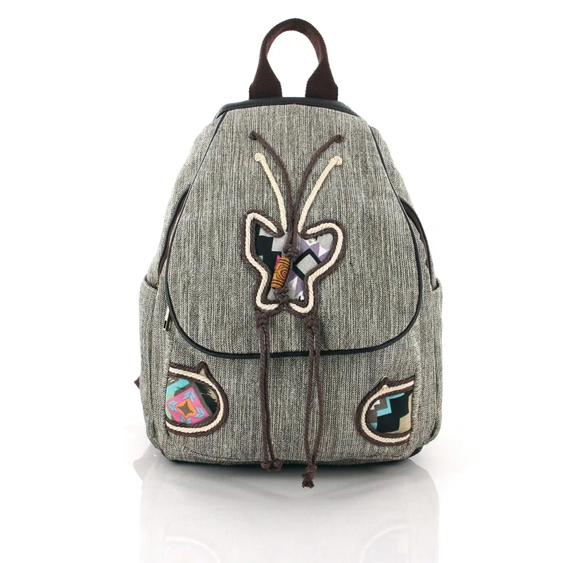 

Cotton Linen Animal Butterfly Ethnic Customs Women Bag Kids Handmade Backpack Satchel Book Pouch Bolsa Feminina Bolso for Girls