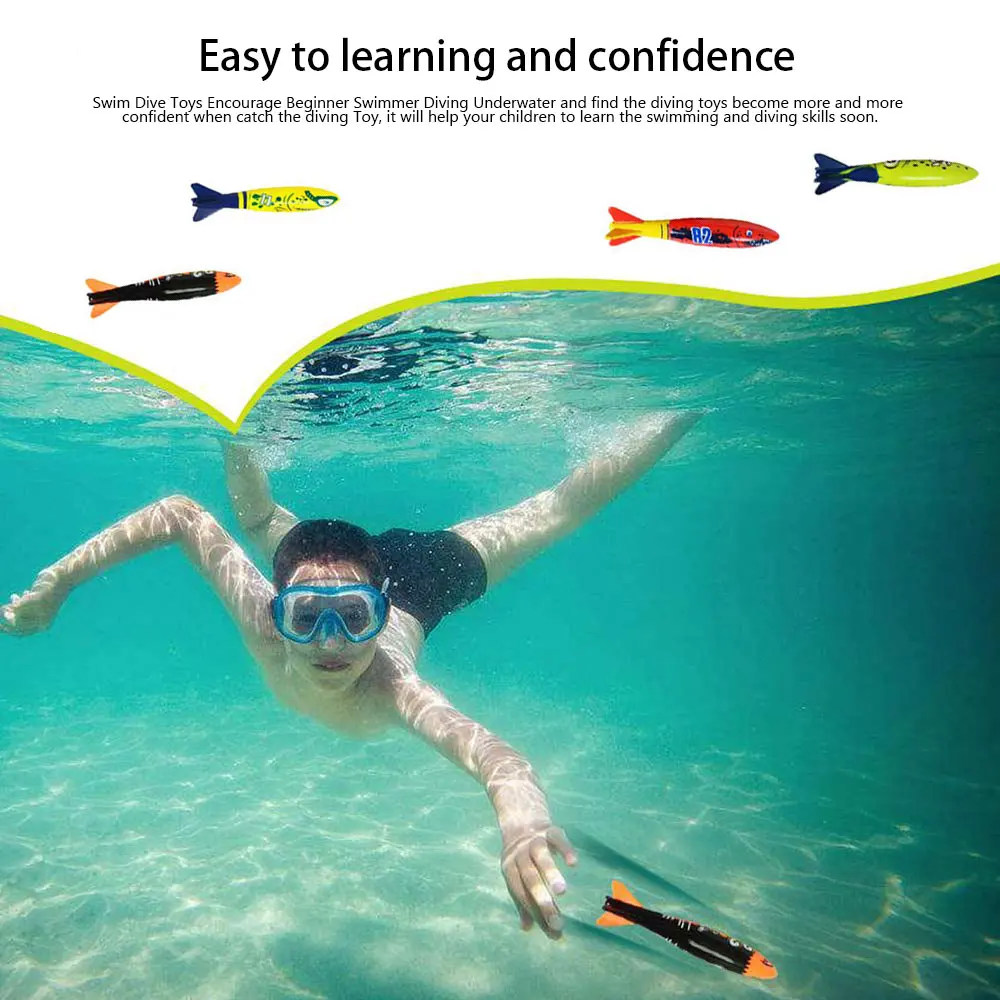 

2021 new Diving Toys Underwater Swimming Diving Pool Toy Set With Rings Torpedo Treasures Dive Training Gift For Kids Diving