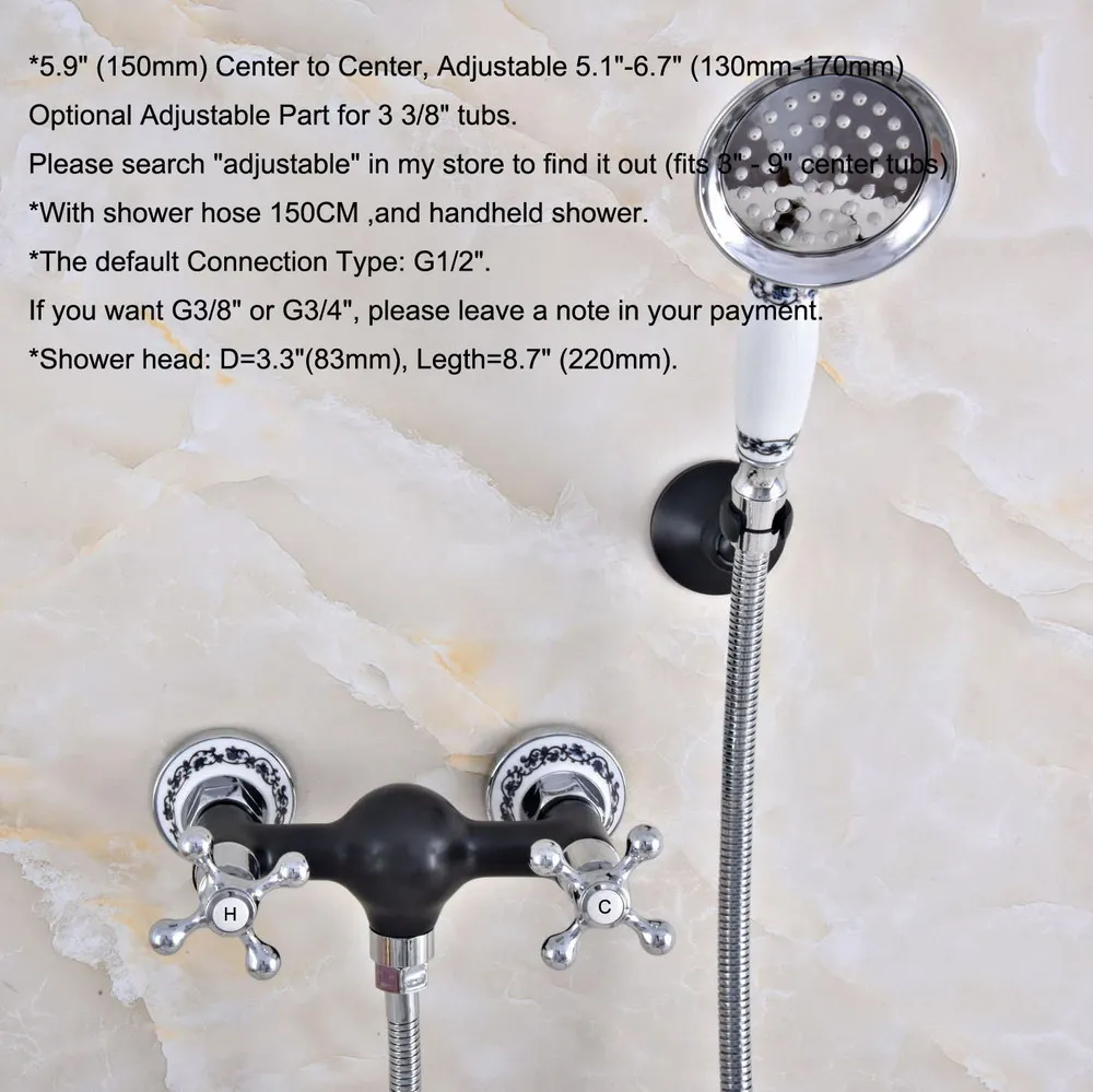 Полированный Хром Черный Масло втирают бронзу настенный смеситель для ванной