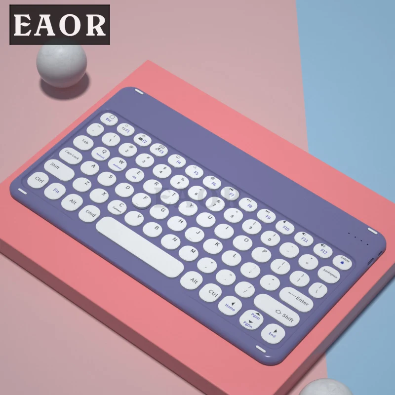 

EAOR 77-Key Mini Wireless Keyboard Cute Round Keycap Bluetooth Keyboard for iPad Tablet Laptop Huawei Samsung Xiaomi Android IOS